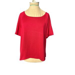 Herman Geist  Dark Red Acrylic Cotton Short Sleeve Sweater Pullover Size XL